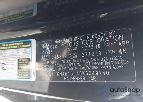 2019 Kia Stinger из США, поврежденный, VIN KNAE15LA6K6049740